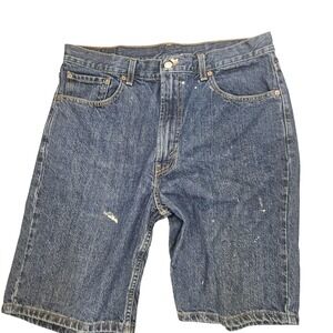 Levis 505 Shorts Mens 36 Distressed Denim Baggy Cut Off Workwear Vintage Style